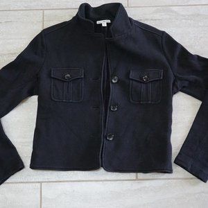 Standard James Perse Cropped Military Jacket Women Size 4 Black